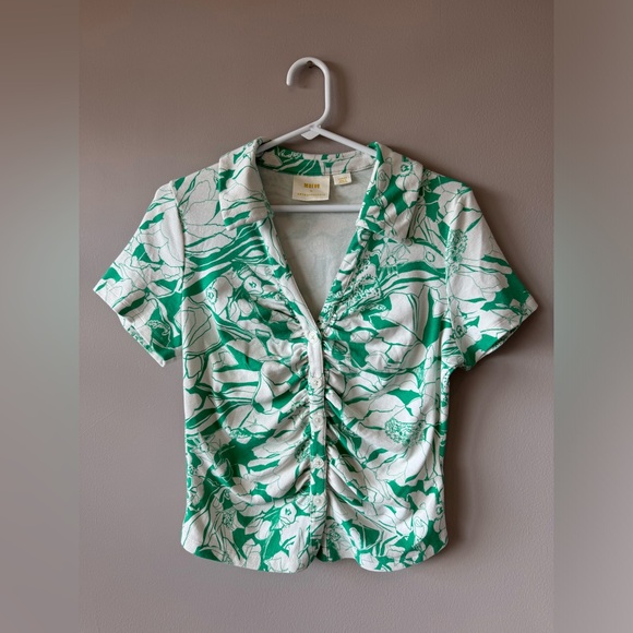 Maeve Tops - Maeve by Anthropologie Women’s Ruched Short Sleeve Top Size Large